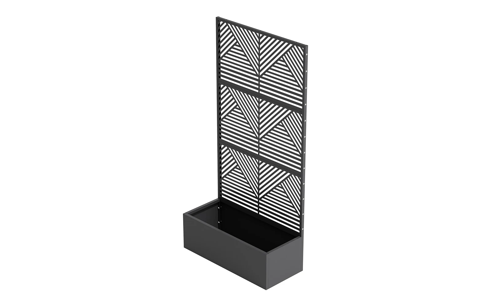 Metal Privacy Screen Planter Box with Geometric Slat Panel view 2