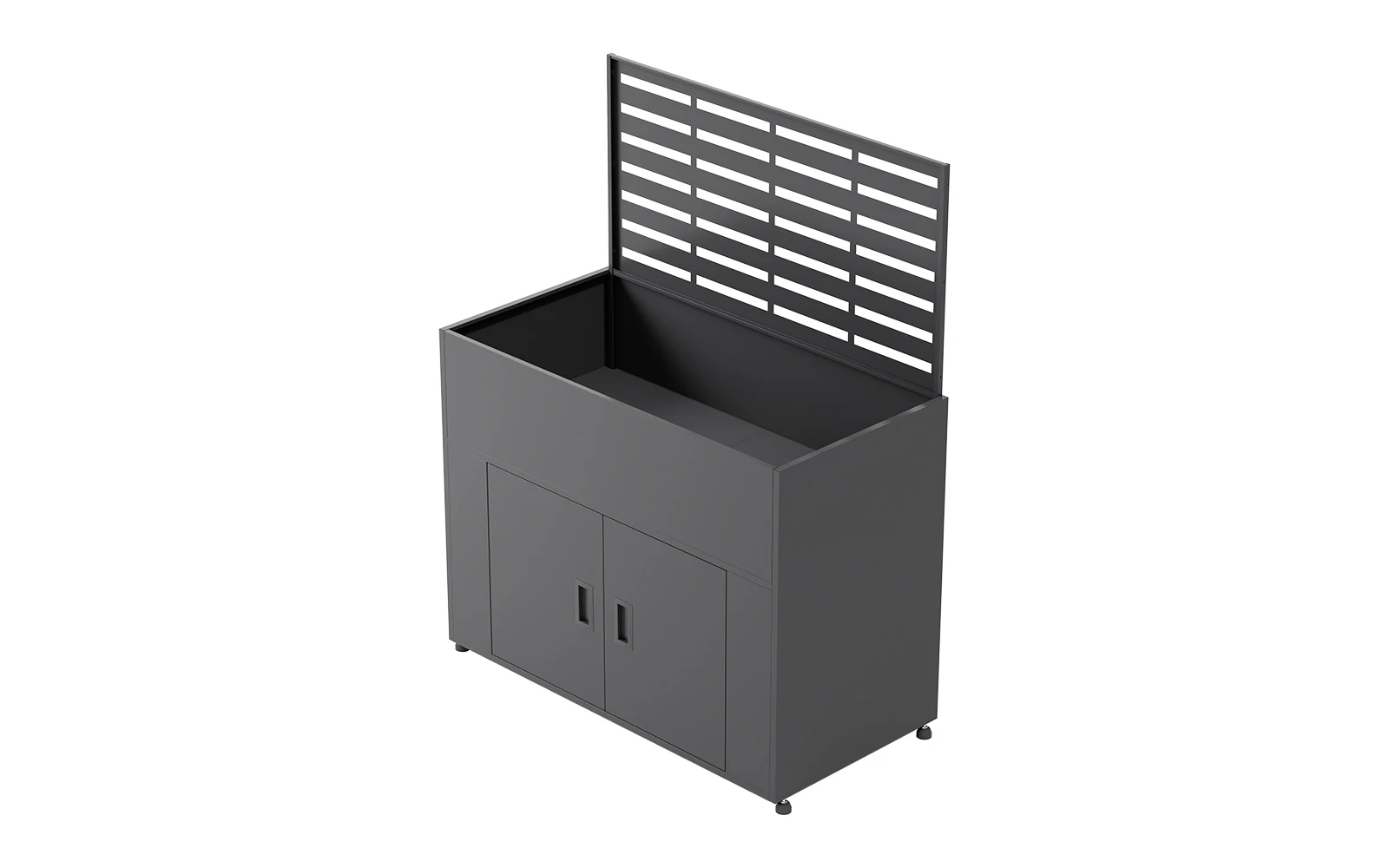 Metal Privacy Screen Planter Cabinet with Horizontal Slat Panel view 2