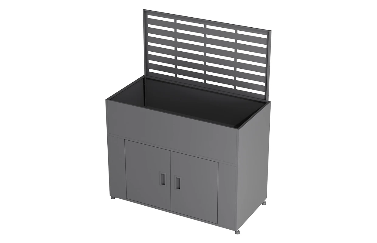 Metal Privacy Screen Planter Cabinet with Horizontal Slat Panel view 4