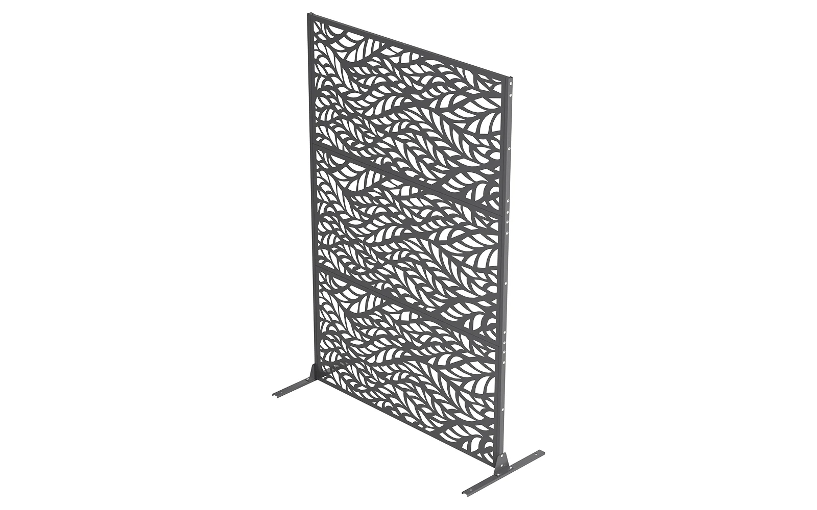 Decorative Metal Privacy Screen with Leaf Pattern Panel view 2