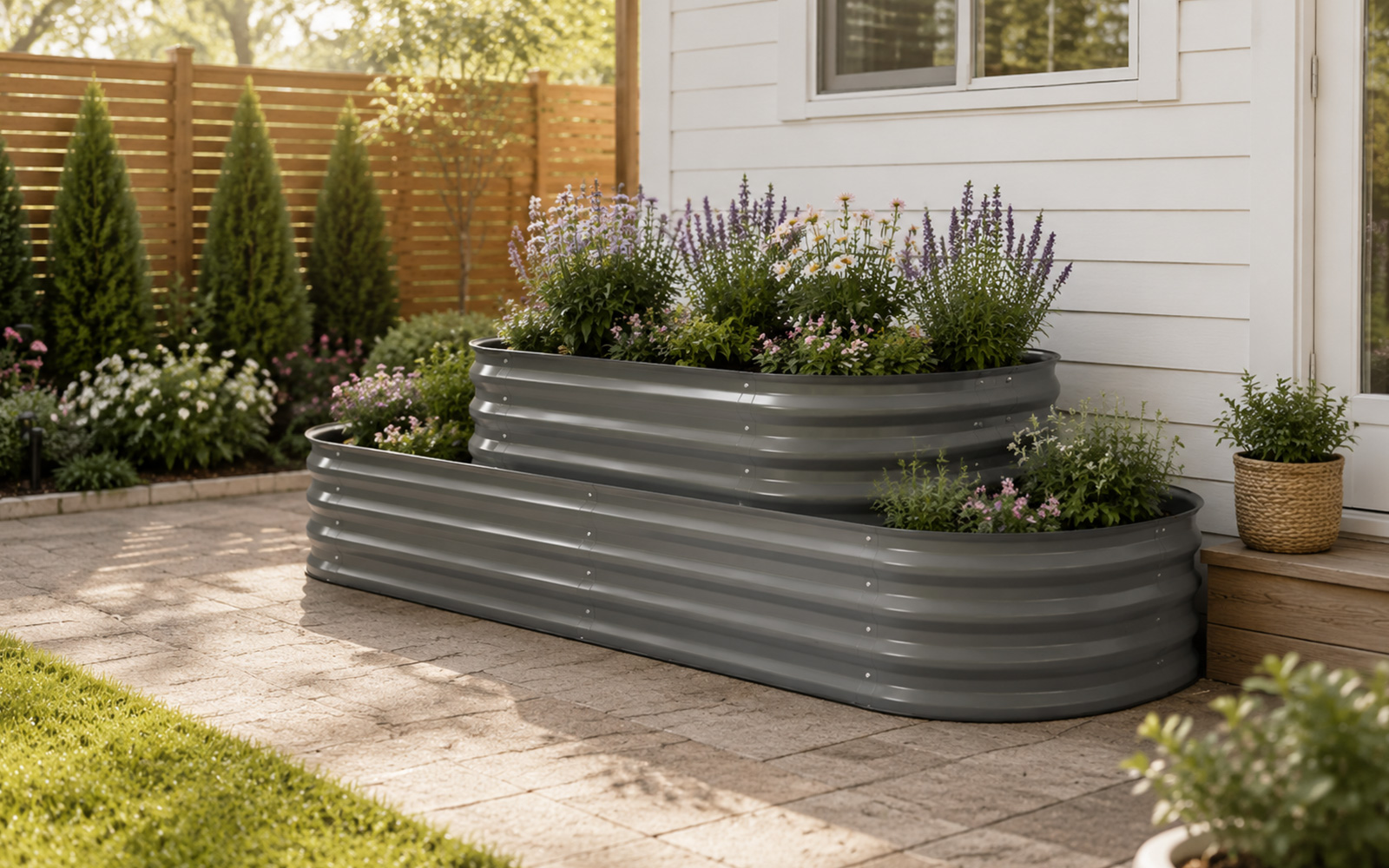 Multi-Zone Corrugated Metal Raised Garden Bed GCF01FC-P12C8M2-H54 view 2