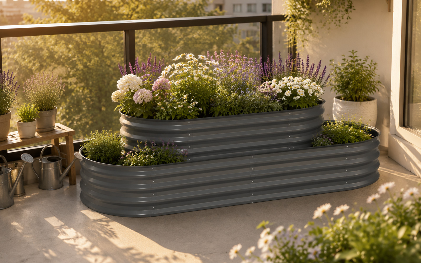Multi-Zone Corrugated Metal Raised Garden Bed GCF01FC-P12C8M2-H54 view 3