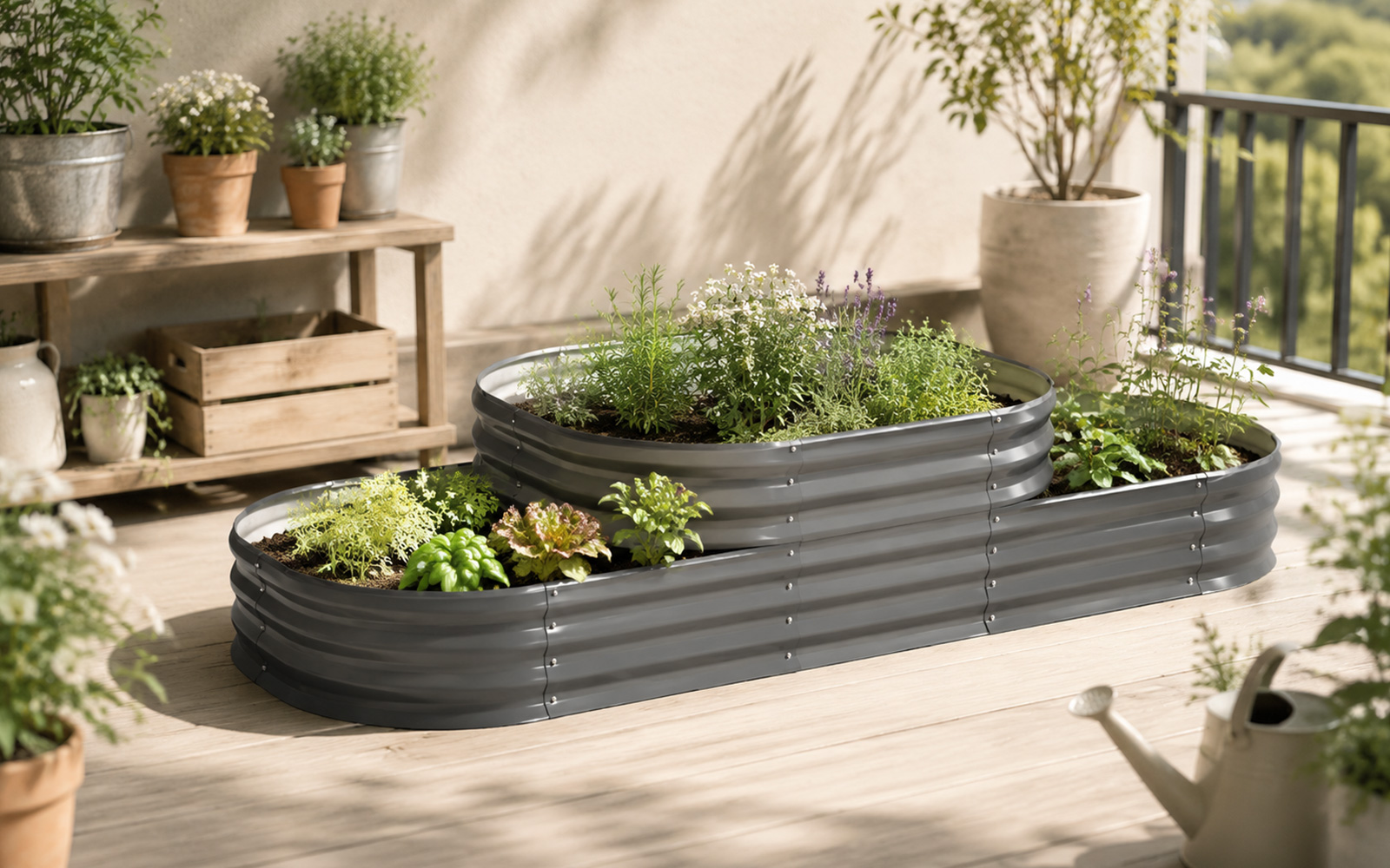Multi-Zone Corrugated Metal Raised Garden Bed GCF01FC-P12C8M2-H54 view 4