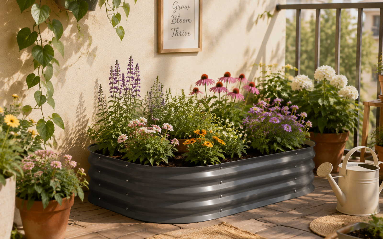 Oval Corrugated Metal Raised Garden Bed GCF01FC-P6C4J-H30 view 2