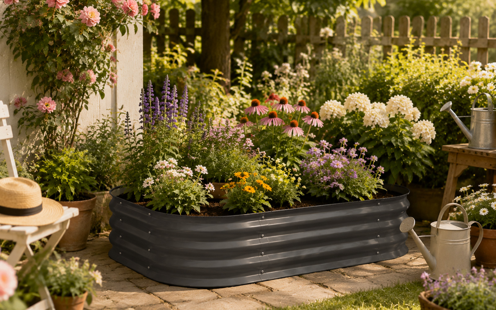 Oval Corrugated Metal Raised Garden Bed GCF01FC-P6C4J-H30 view 3