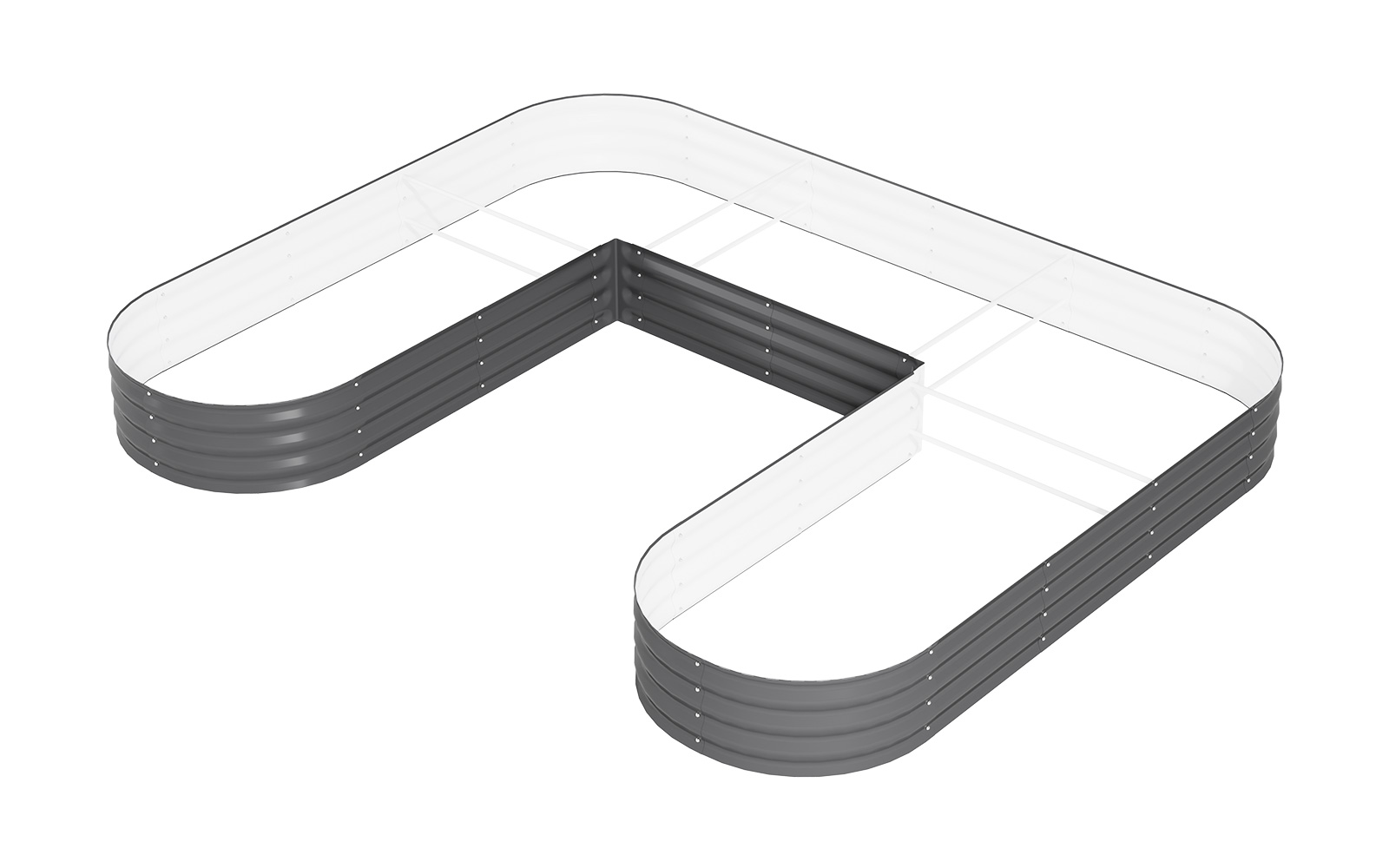 U-Shaped Corrugated Metal Raised Garden Bed GCF01FC-P16C6R2U-H30 view 1