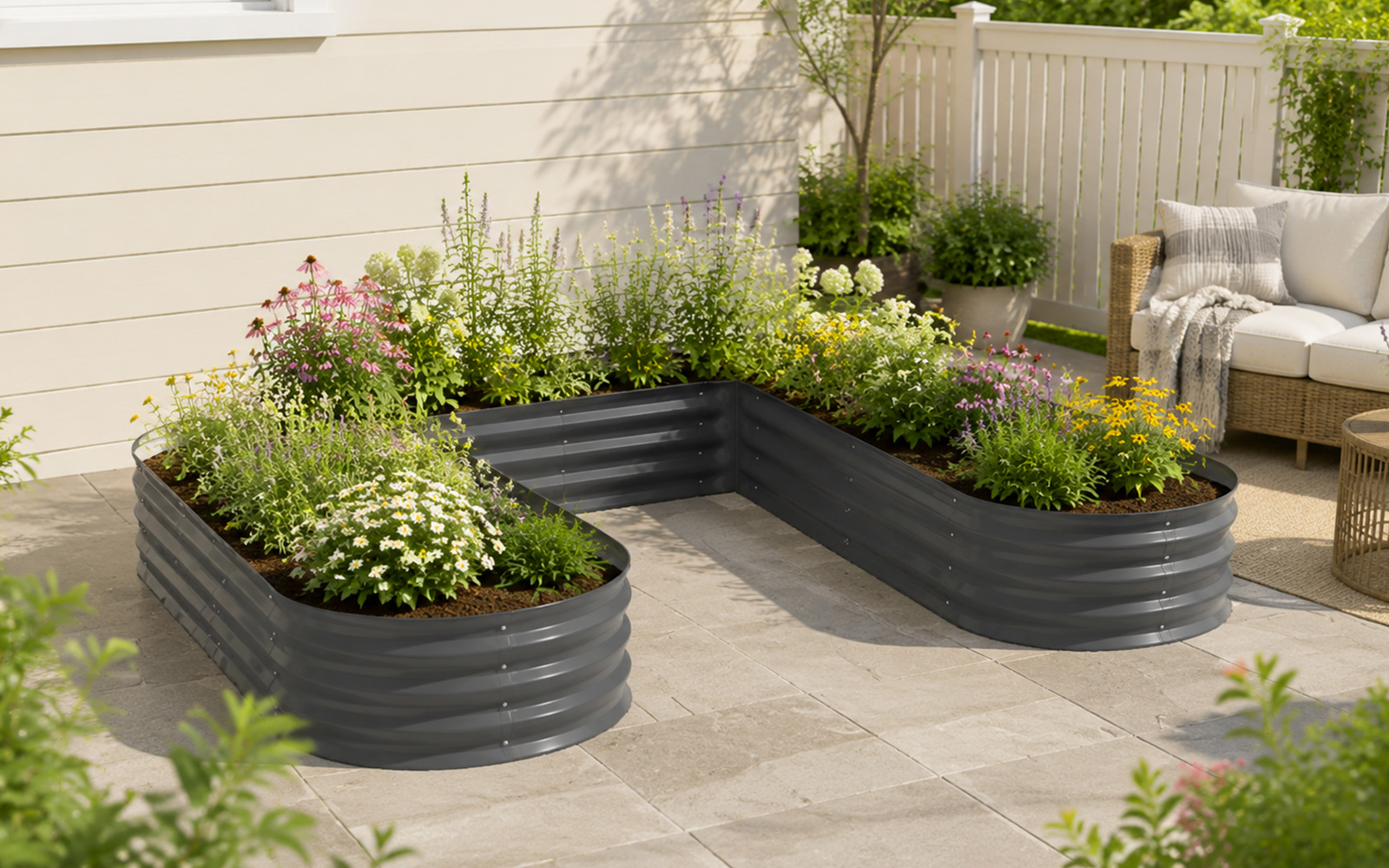 U-Shaped Corrugated Metal Raised Garden Bed GCF01FC-P16C6R2U-H30 view 3